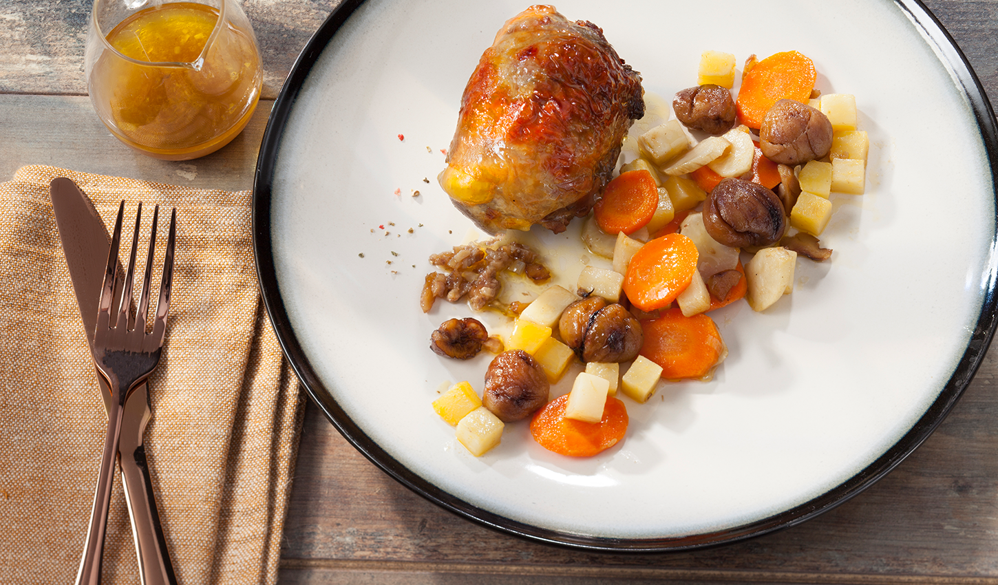 Ballotines de pintade farcies aux marrons & légumes d’hiver | Toppits®