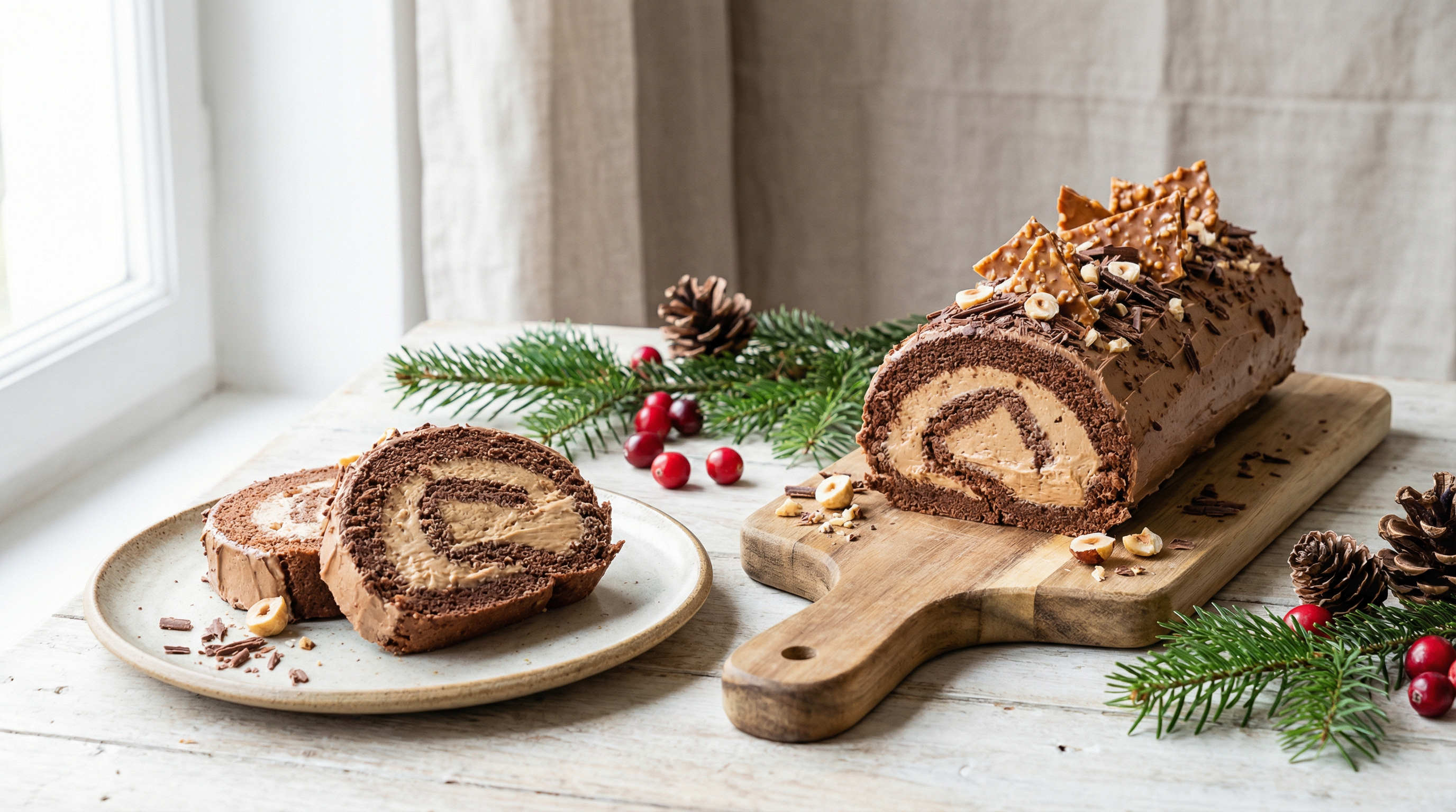 Recette facile de bûche roulée au chocolat praline