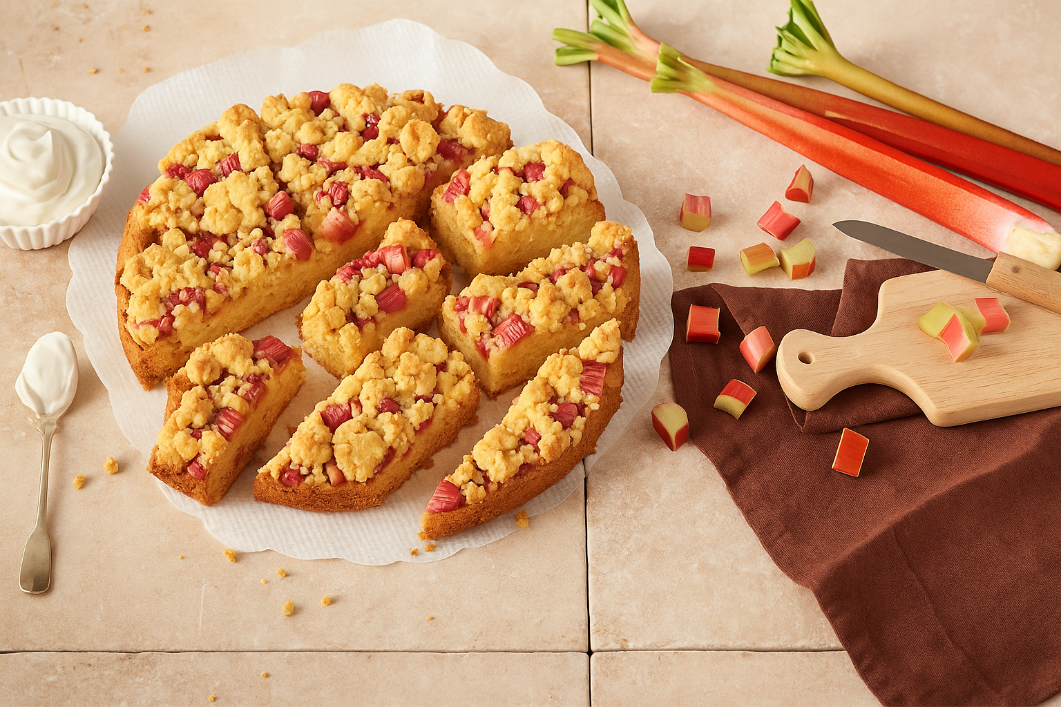 Rhabarberkuchen mit Streuseln – fruchtig, knusprig und unwiderstehlich