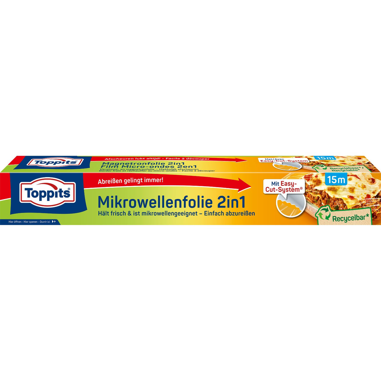 Vorderseite der Verpackung Toppits Mikrowellenfolie 2in1