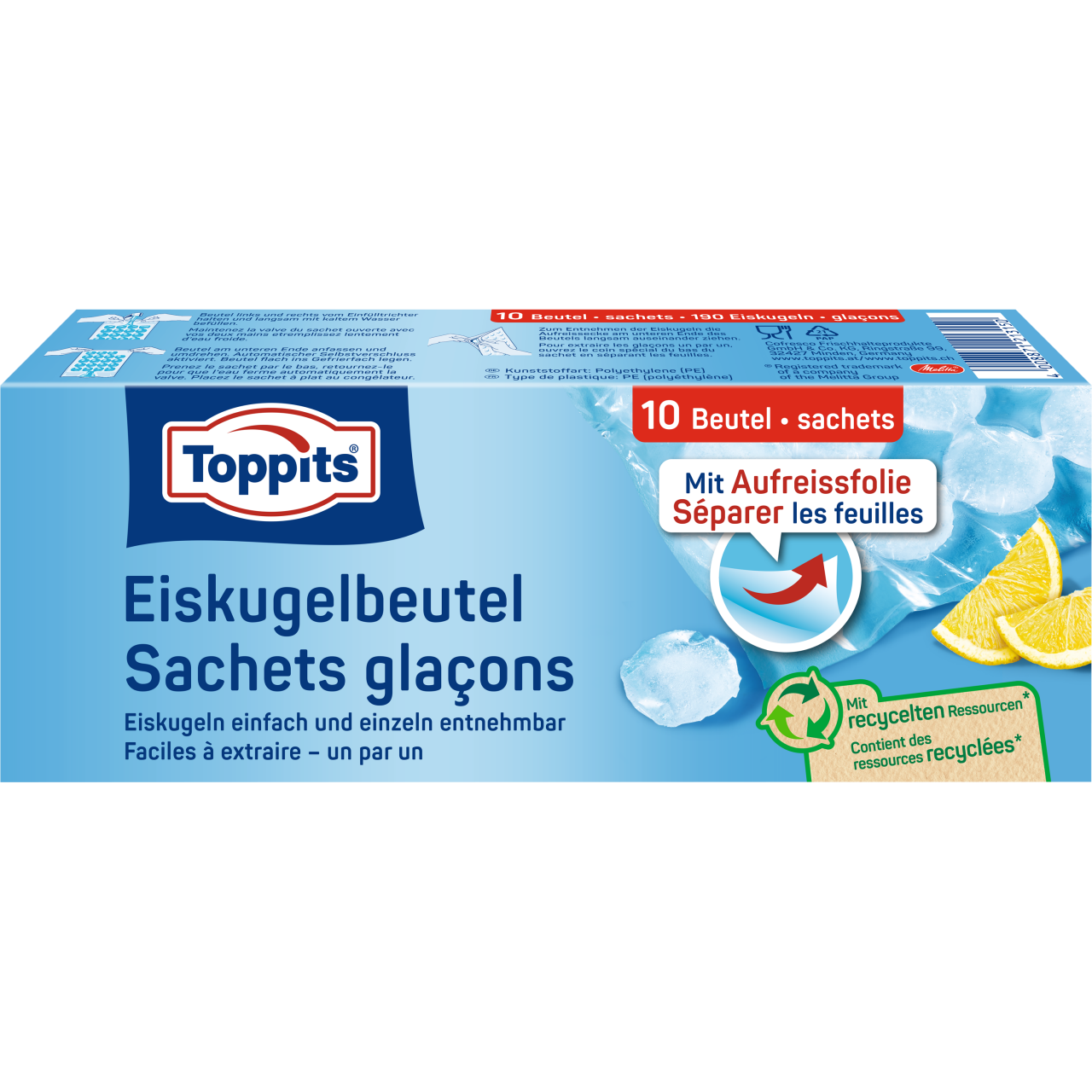 Toppits Eiskugelbeutel (10 Beutel) Verpackungsvorderseite