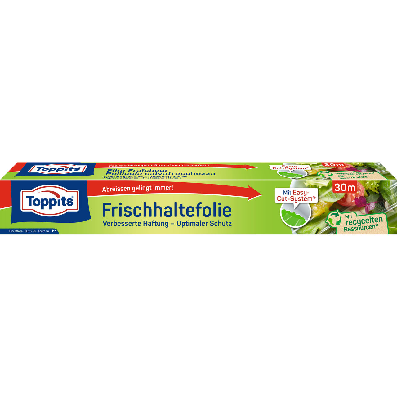 Vorderseite der Verpackung der Toppits Frischhaltefolie 30m