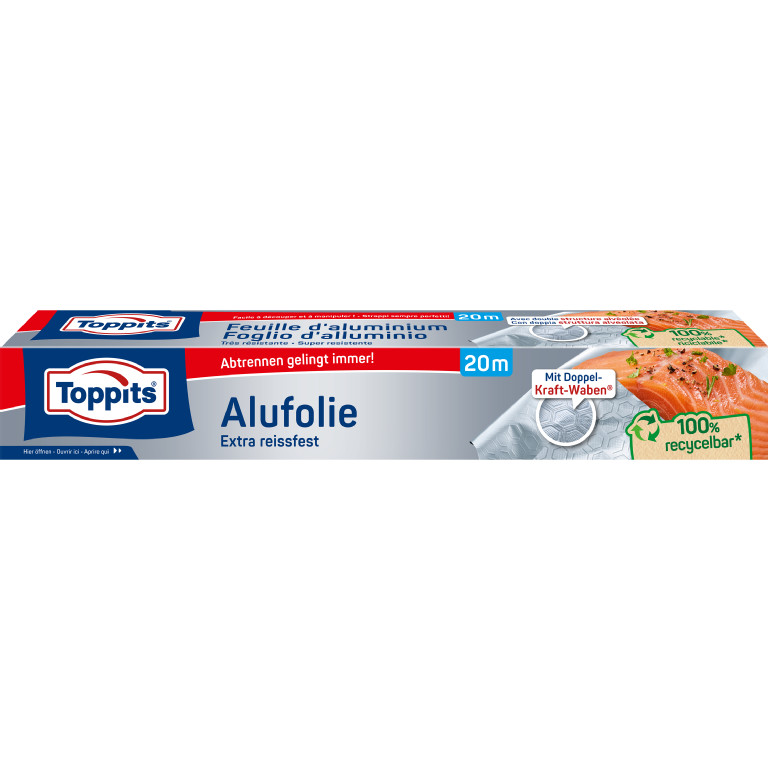 Vorderseite der Verpackung der Toppits Alufolie